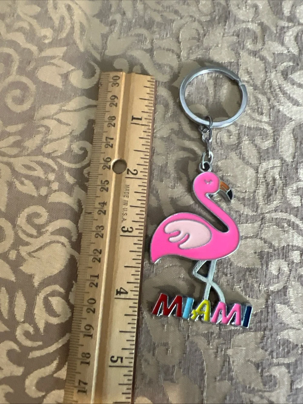 Miami Keychain Florida Pink Flamingo Beach Party Pink